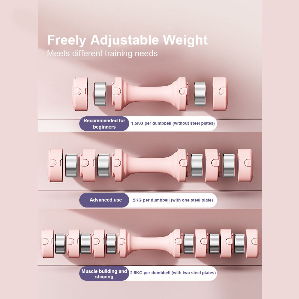 Adjustable Dumbbell — 1.5kg to 2.5kg Adjustable Weight, Compact Non-Slip Hand Weight for Home Workouts, Yoga, Pilates & Light Strength Training