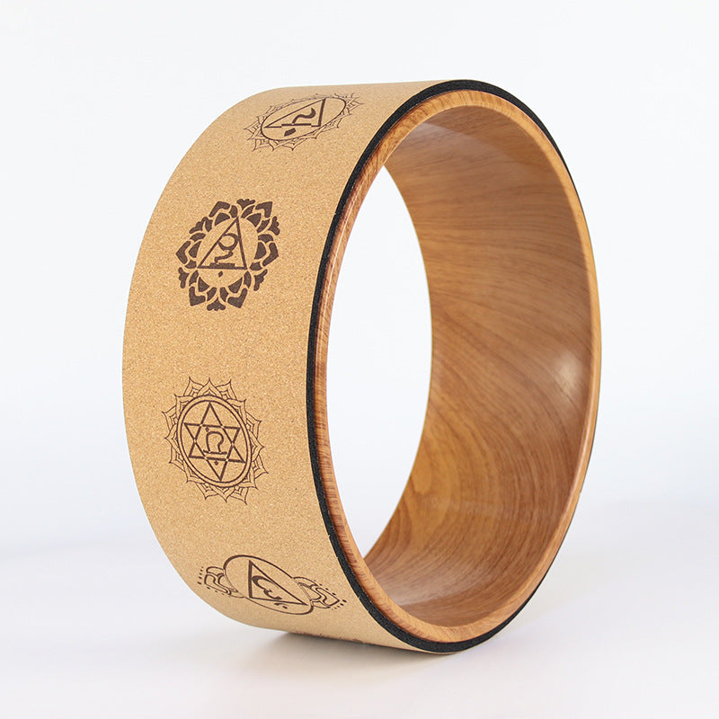 Cork Yoga Wheel — Natural Cork Surface, Non-Slip Sweat-Resistant Grip, Durable Core for Backbends, Shoulder Opening, Stretching & Core Strength