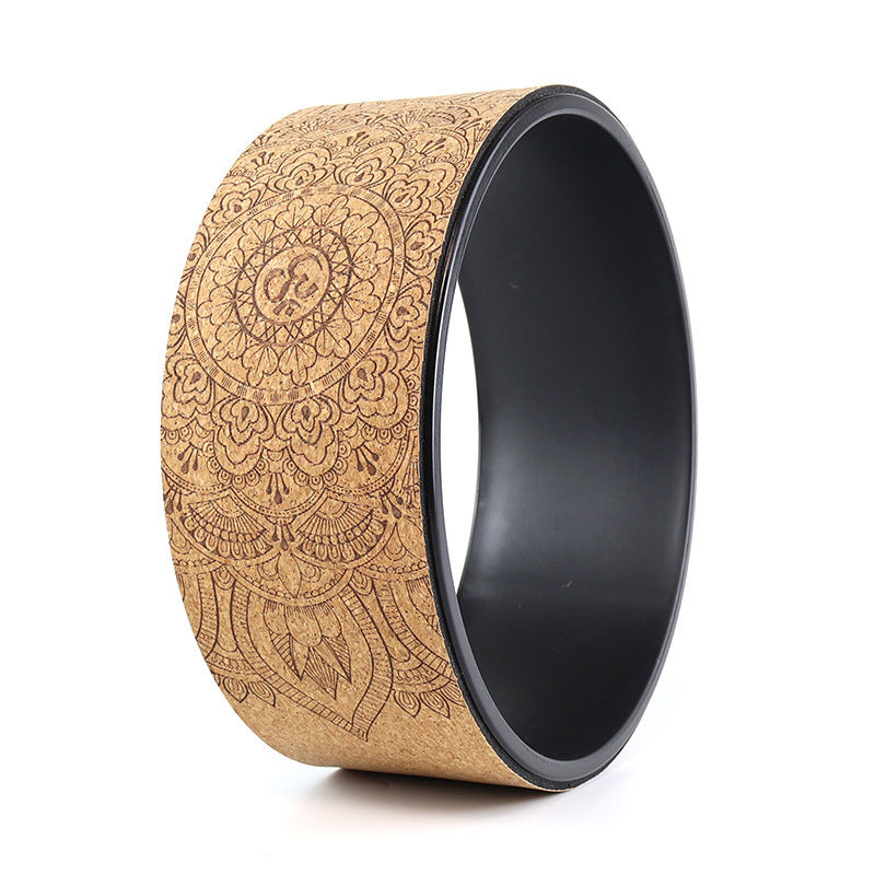 Cork Yoga Wheel — Natural Cork Surface, Non-Slip Sweat-Resistant Grip, Durable Core for Backbends, Shoulder Opening, Stretching & Core Strength