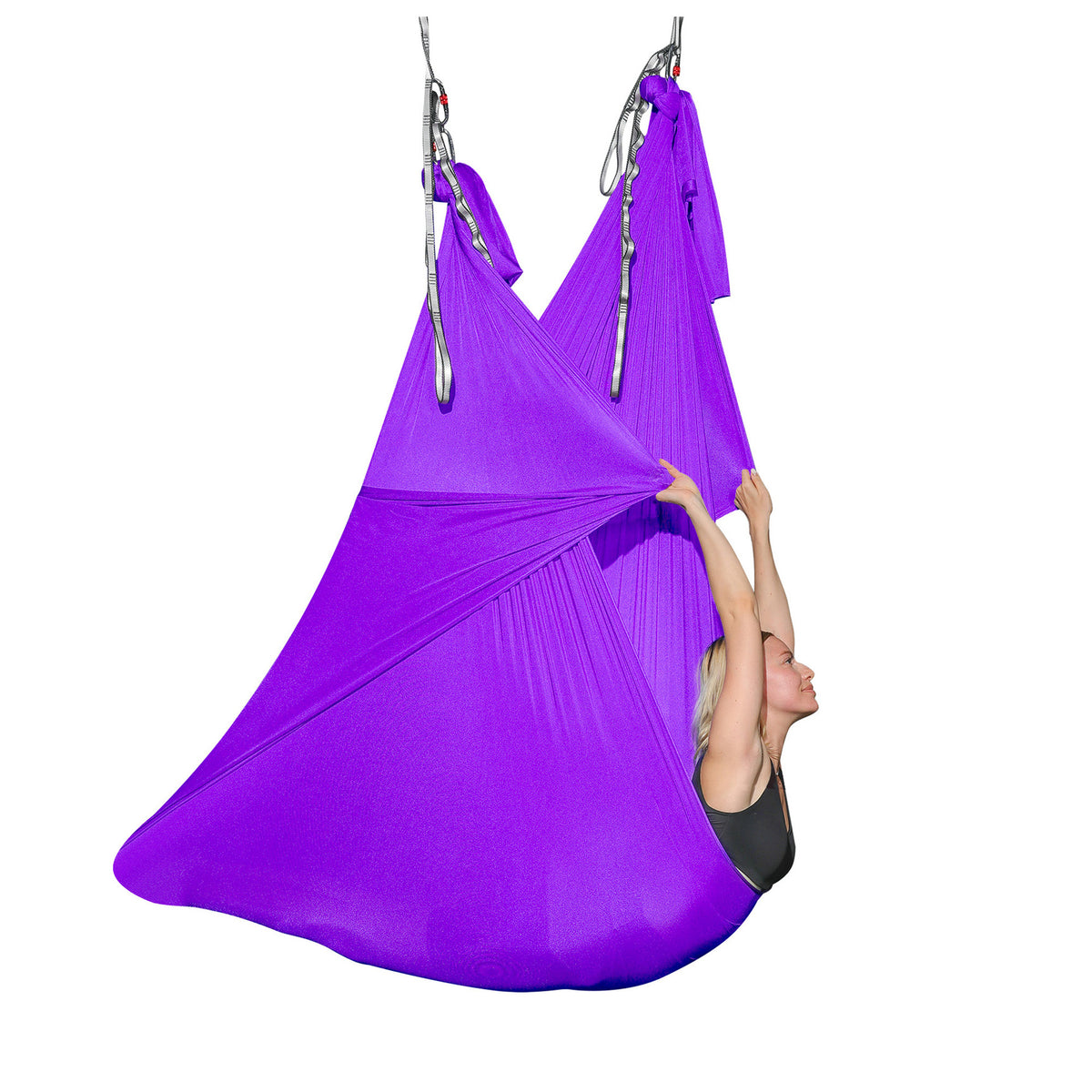 Solid Color Aerial Yoga Hammock — Polyester Fabric, 5m or 6m Length, Soft Durable Swing for Inversion, Stretching, Pilates & Home Studio