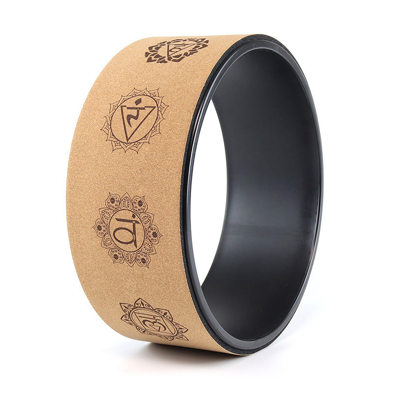 Cork Yoga Wheel — Natural Cork Surface, Non-Slip Sweat-Resistant Grip, Durable Core for Backbends, Shoulder Opening, Stretching & Core Strength