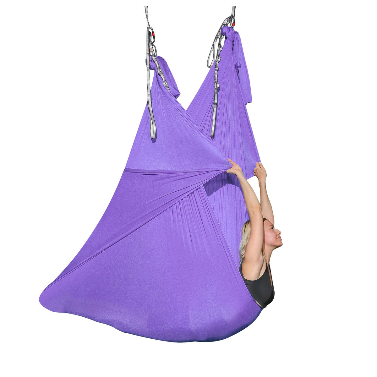 Solid Color Aerial Yoga Hammock — Polyester Fabric, 5m or 6m Length, Soft Durable Swing for Inversion, Stretching, Pilates & Home Studio